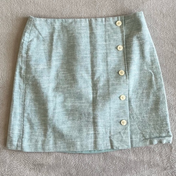 LOFT WOMEN'S Linen SEA BLUE W/ SILVER THREADS skirts SIZE 8 - Picture 1 of 9